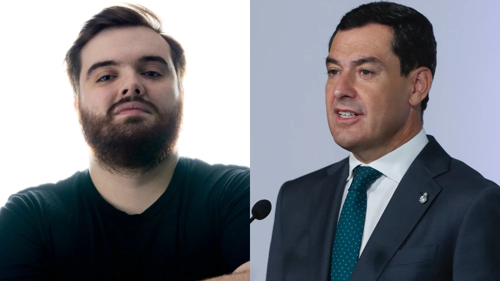 Ibai Llanos (izquierda) y Juanma Moreno (derecha)
