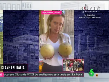 Meloni rompe su silencio en la jornada electoral al posar con dos melones en un vídeo de TikTok 