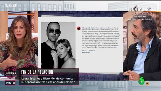 "Nuria, quedamos tú y yo": la reacción de Juan del Val al conocer en directo la ruptura de Risto Mejide y Laura Escanes "Nuria, quedamos tú y yo": la reacción de Juan del Val al conocer en directo la ruptura de Risto Mejide y Laura Escanes