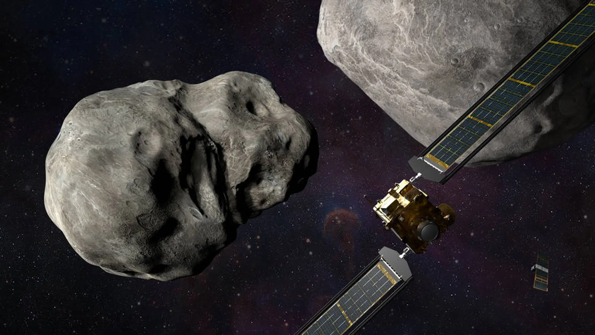 Simulación del impacto de la misión DART de la NASA contra un asteroide