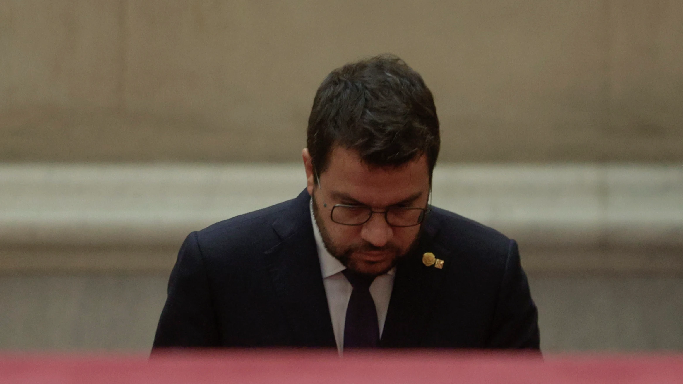 El presidente de la Generalitat, Pere Aragonès, llegando al Parlament de Cataluña