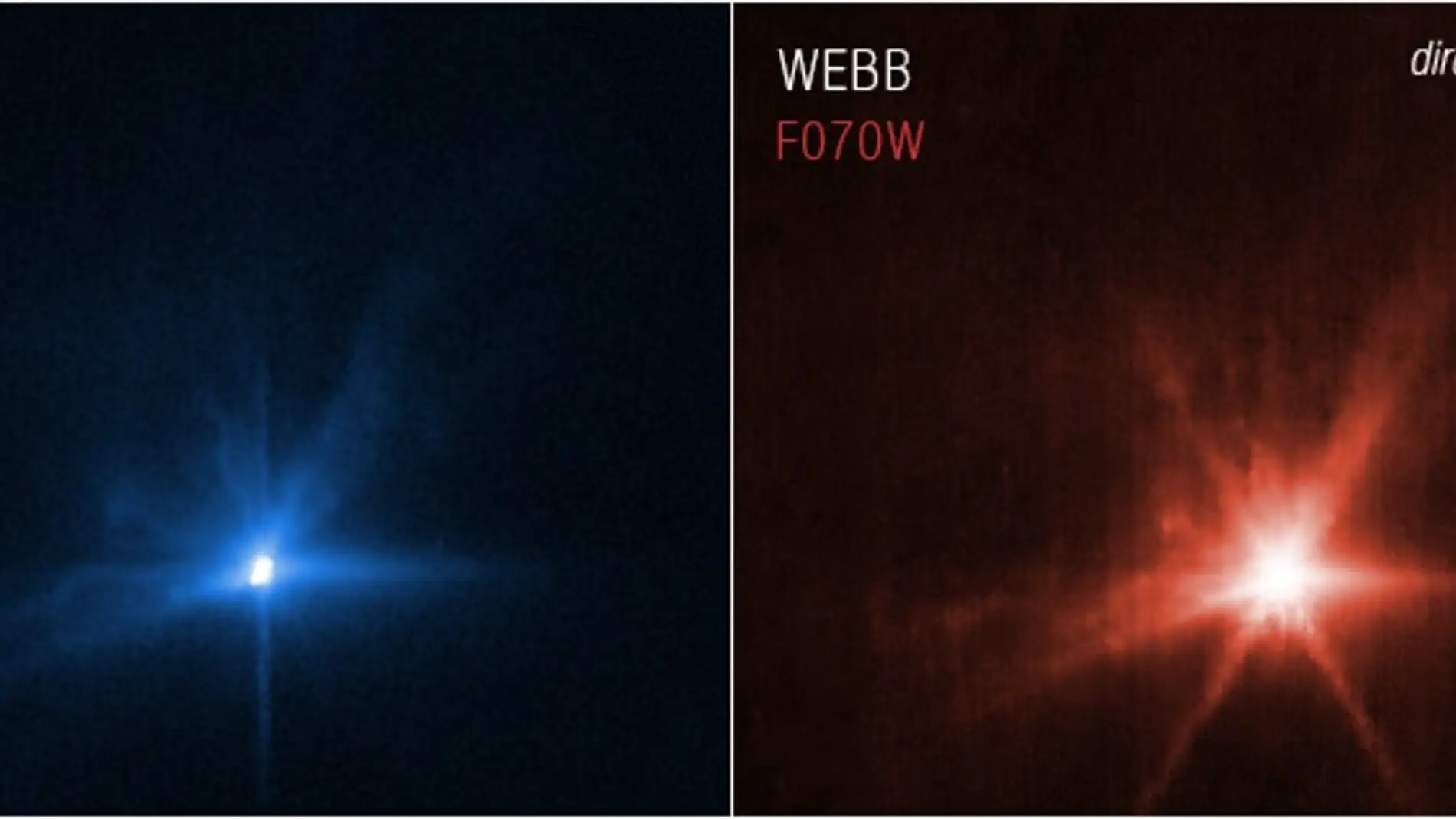 mágenes del choque de la sonda DART captada con el Hubble y el Webb