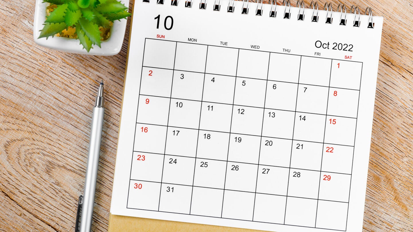 Calendario de octubre de 2022