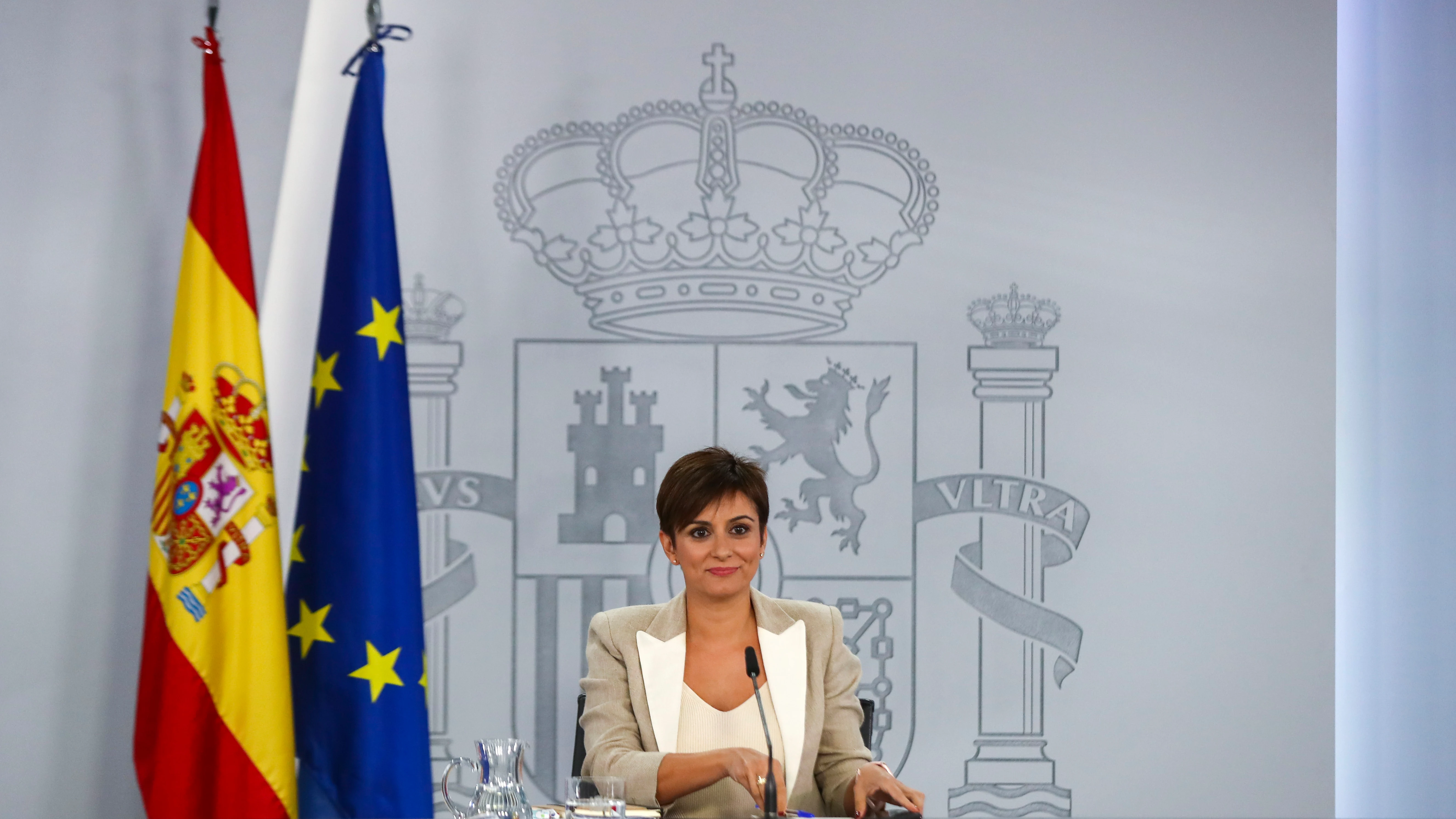 Isabel Rodríguez, durante una comparecencia en el Palacio de la Moncloa