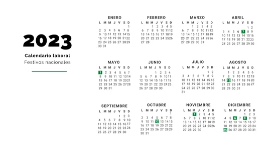 Calendario laboral 2023: estos son todos los festivos, días libres y puentes a nivel nacional Calendario laboral 2023: estos son todos los festivos, días libres y puentes a nivel nacional