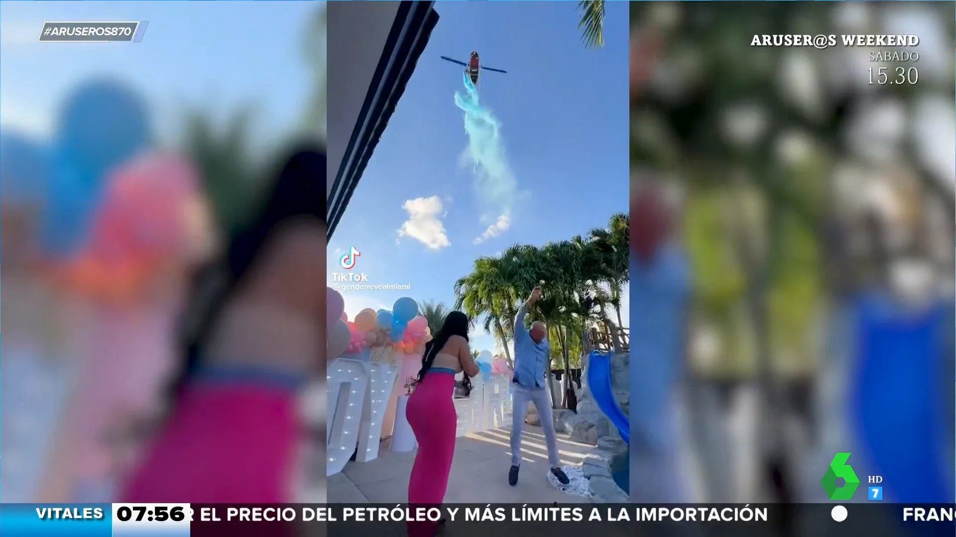 Espectacular 'gender reveal': usan un helicóptero para revelar el sexo de su bebé