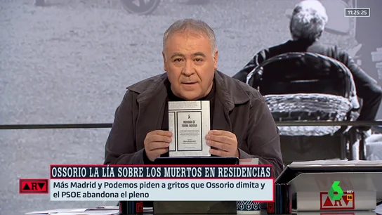 El mensaje de Ferreras a Ossorio: "Muchas víctimas se pudieron evitar. Lo dice un consejero de Ayuso, no la izquierda desalmada" El mensaje de Ferreras a Ossorio: "Muchas víctimas se pudieron evitar. Lo dice un consejero de Ayuso, no la izquierda desalmada"