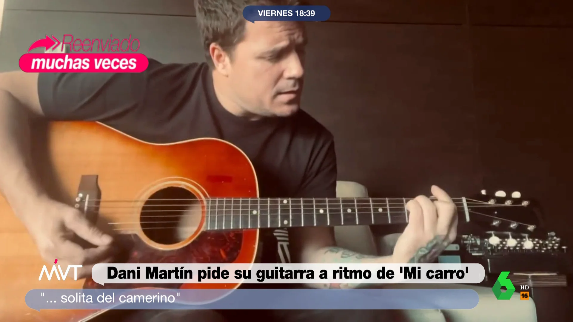 La divertida versión de 'Mi carro' de Dani Martín tras el robo de su guitarra en Murcia: "Espero que sepas afinarla"