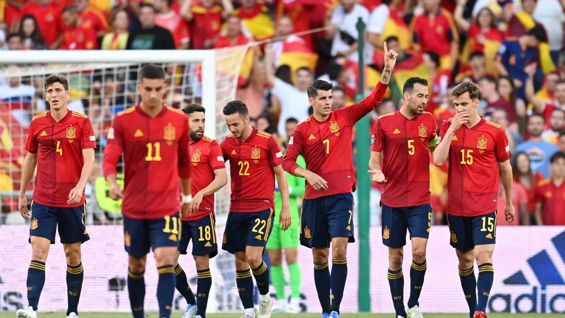 España celebra un gol