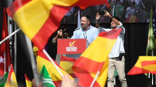 Santiago Abascal, durante el acto Viva 22 de Vox Santiago Abascal, durante el acto Viva 22 de Vox