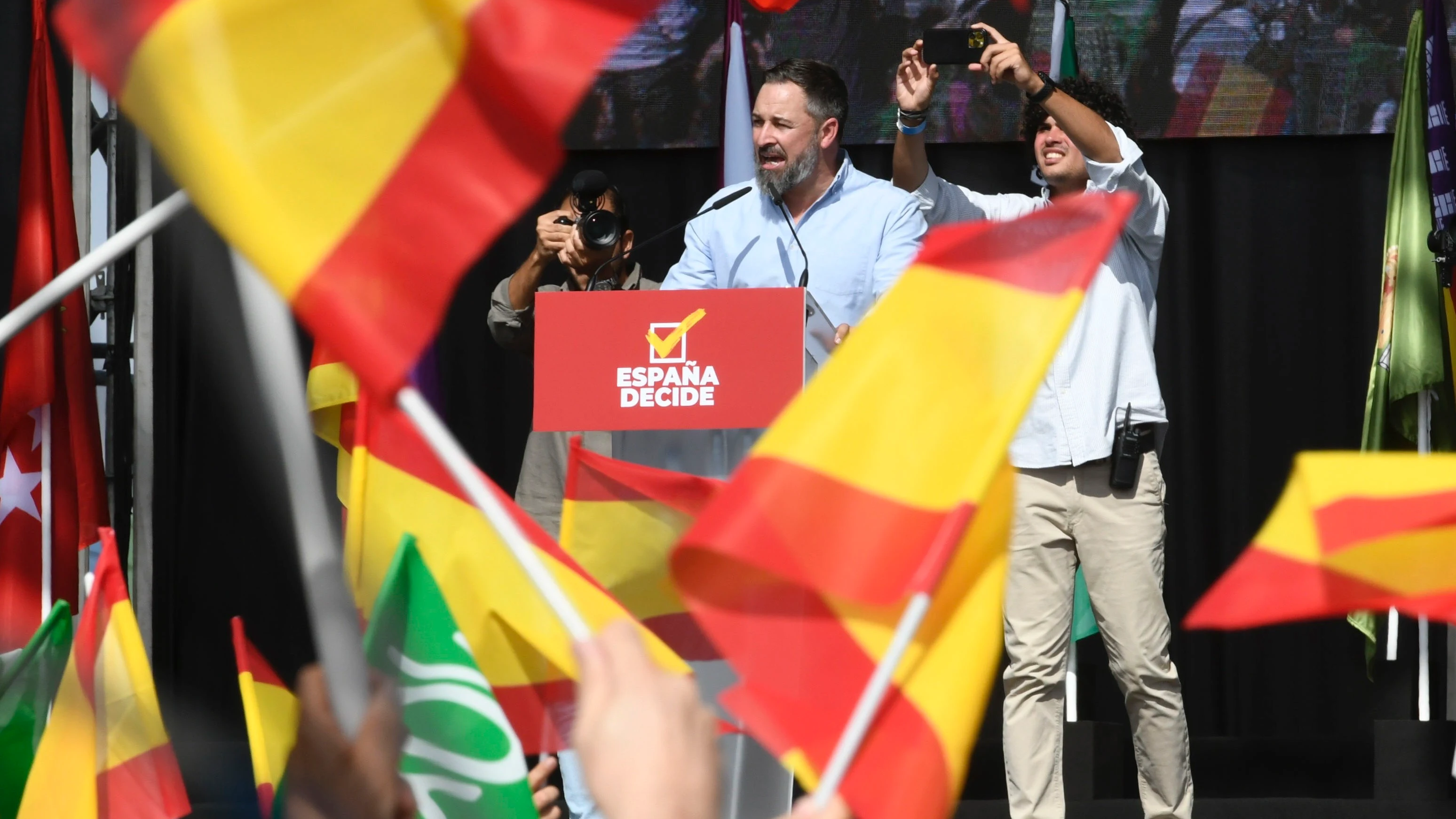 Santiago Abascal, durante el acto Viva 22 de Vox