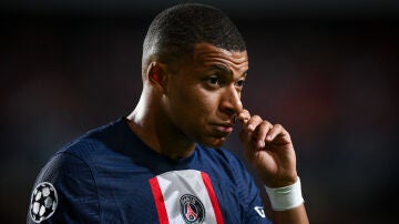 Kylian Mbappé, durante un partido de Champions con el PSG