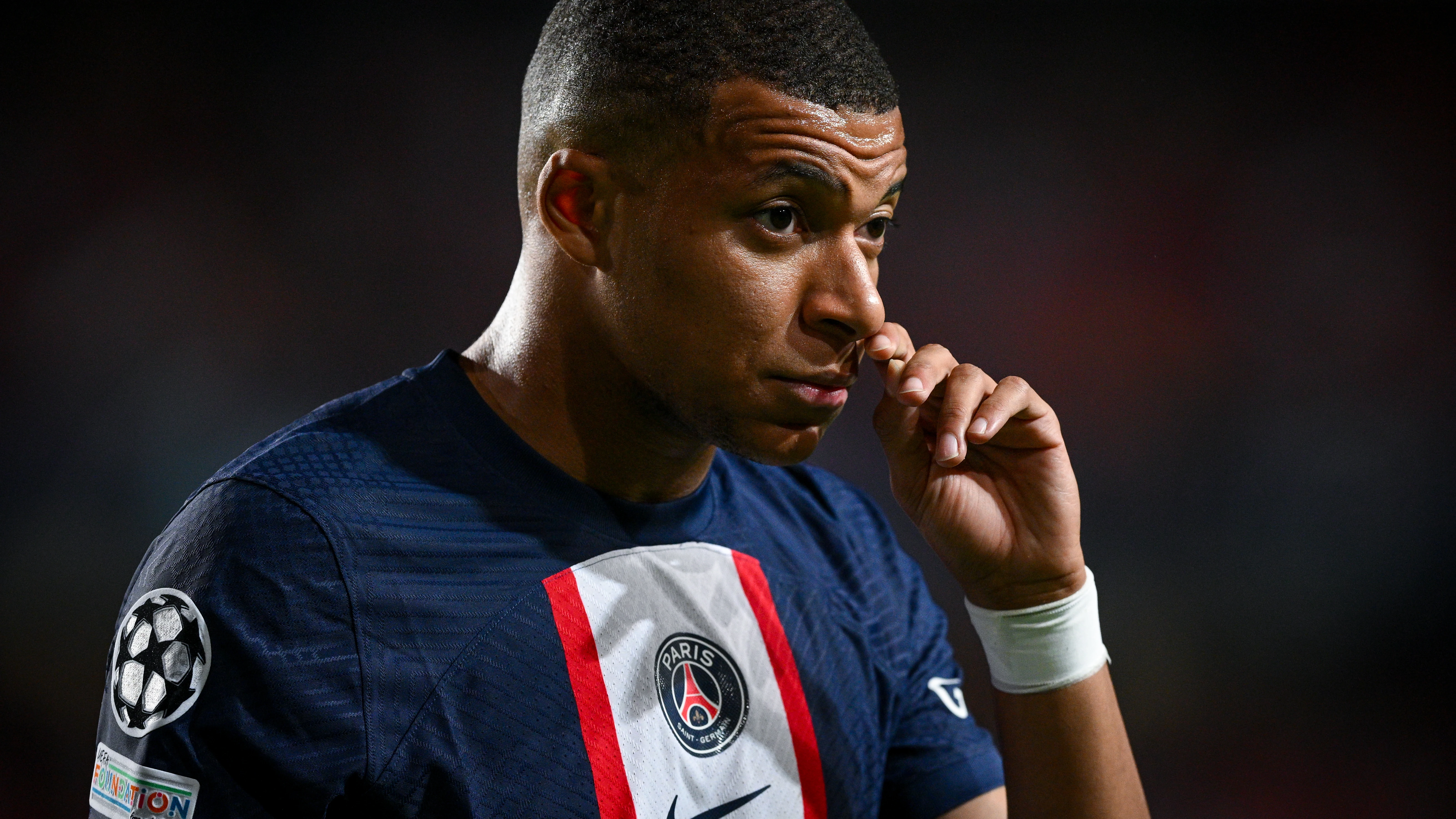 Kylian Mbappé, durante un partido de Champions con el PSG