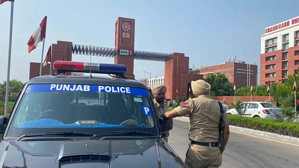 Un coche de Policía en la India en una fotografía de archivo