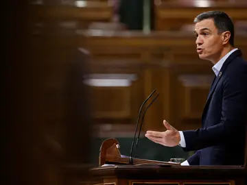 El presidente del Gobierno, Pedro Sánchez, este jueves en el Congreso de los Diputados