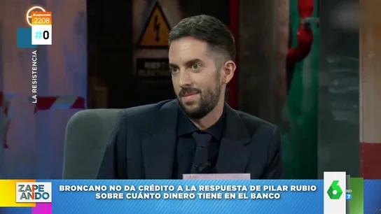 La cara de Broncano cuando Pilar Rubio confiesa cuánto dinero tiene en el banco La cara de Broncano cuando Pilar Rubio confiesa cuánto dinero tiene en el banco