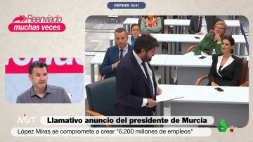 Iñaki López responde a la promesa de López Miras de crear "6.200 millones de empleos": "Parece de Bilbao, salen a 4.000 empleos por murciano"