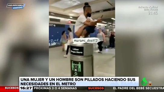 Apretones en el metro: una mujer hace pis en las escaleras y un hombre defeca en una papelera Apretones en el metro: una mujer hace pis en las escaleras y un hombre defeca en una papelera