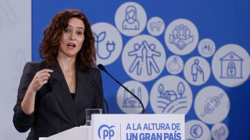 La presidenta del PP de Madrid y de esta comunidad, Isabel Díaz Ayuso, durante su intervención en la convención sectorial "Juventud, un proyecto de vida. A la altura de un gran país"
