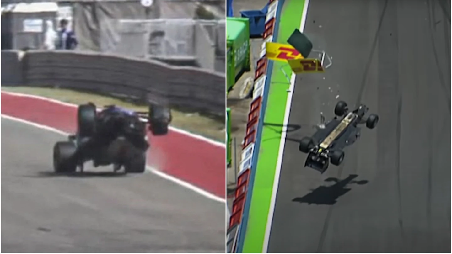 Los coches de Fernando Alonso y Mark Webber, volando por los aires Los coches de Fernando Alonso y Mark Webber, volando por los aires