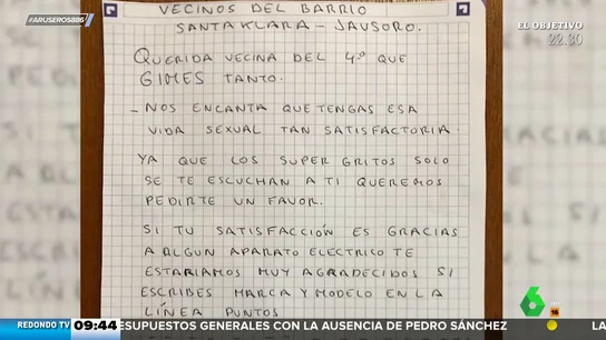 "¿Qué consolador utilizas?": la surrealista nota de los vecinos de una chica que gime a todo volumen "¿Qué consolador utilizas?": la surrealista nota de los vecinos de una chica que gime a todo volumen