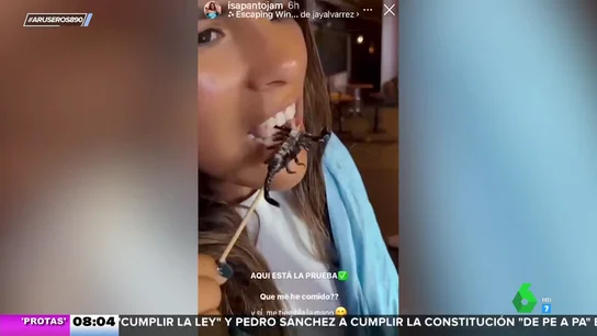 Isa Pantoja cumple su promesa: esta es su reacción al comerse un escorpión frito en Tailandia Isa Pantoja cumple su promesa: esta es su reacción al comerse un escorpión frito en Tailandia