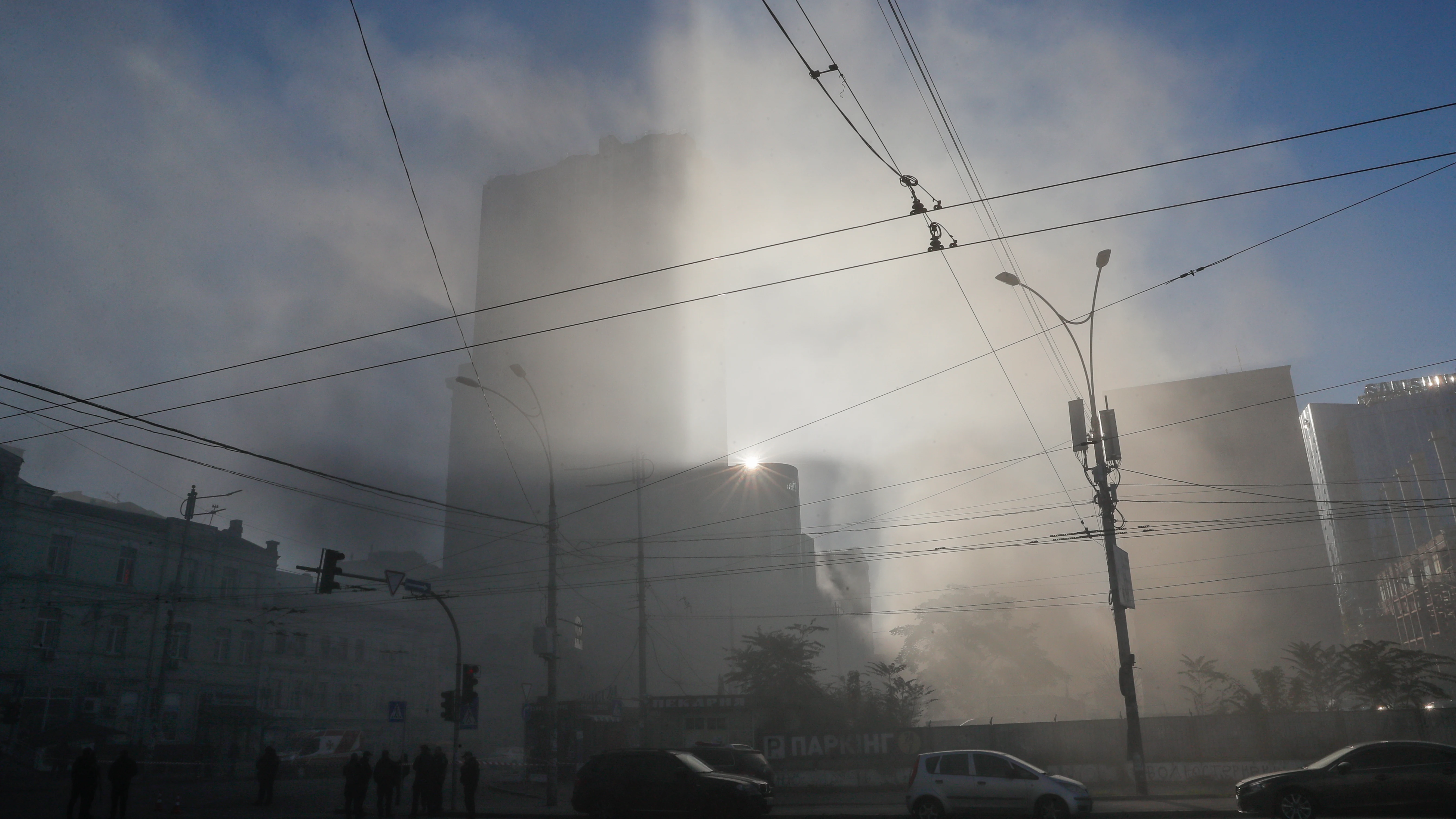 Imagen de un bombardeo ruso sobre la ciudad de Kiev