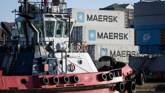 Un barco de la naviera Maersk. Un barco de la naviera Maersk.