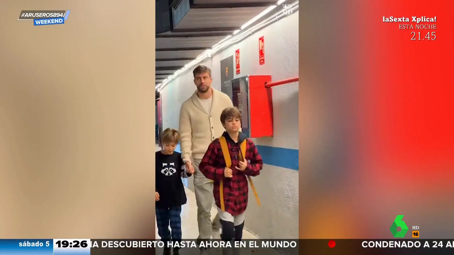 La emotiva llegada de Piqué con sus hijos al Camp Nou para jugar su último partido de fútbol