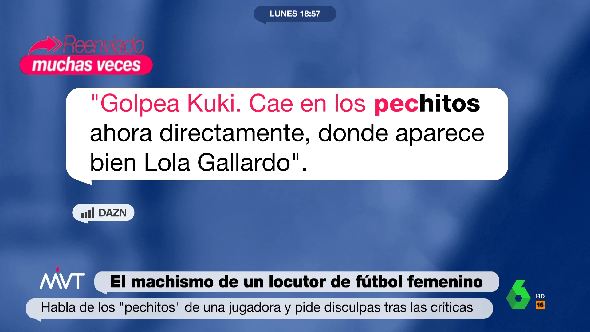 El desafortunado comentario de un periodista al narrar un partido de fútbol femenino: "Le cae en los 'pechitos'"