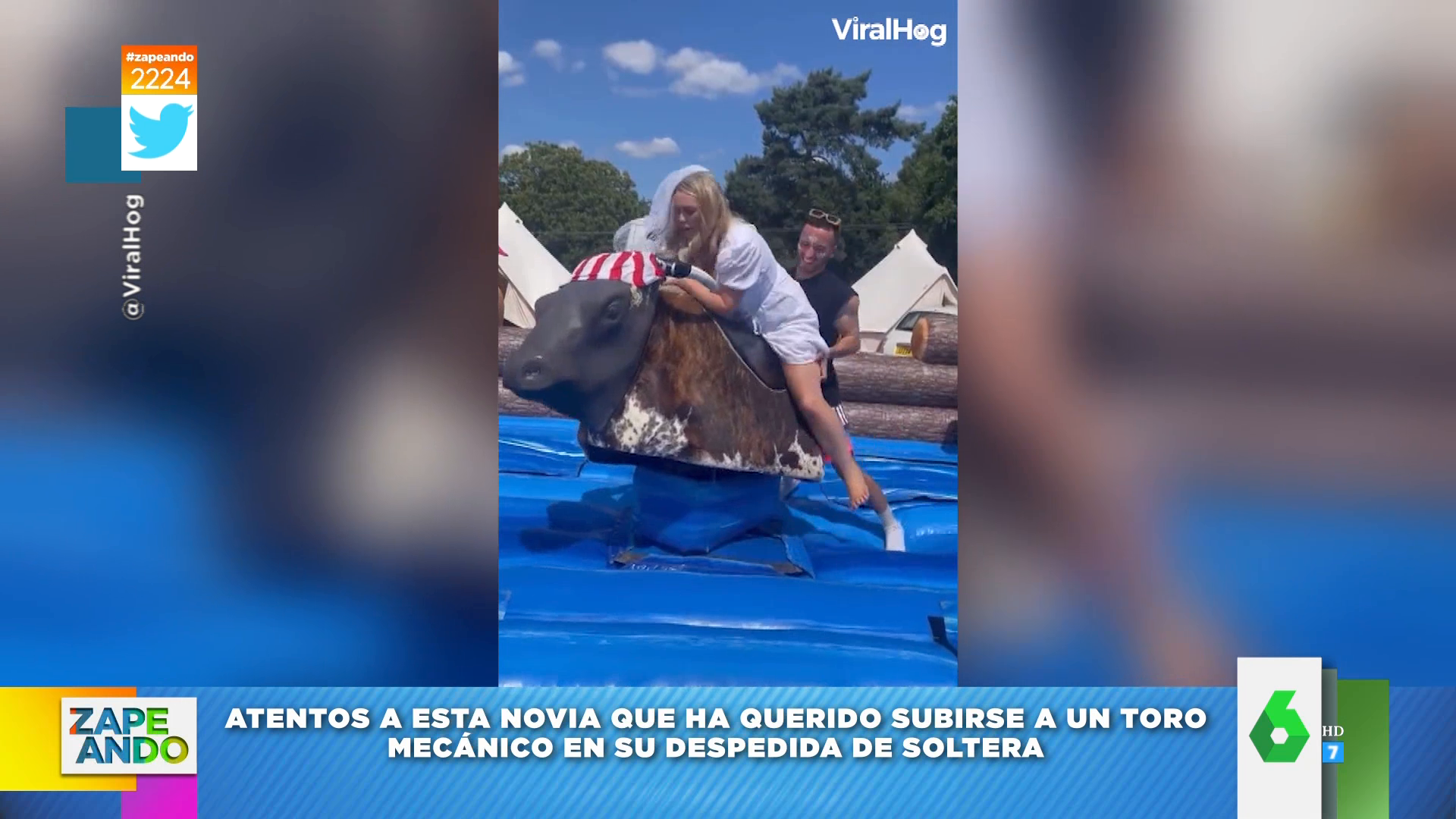 El inesperado final de esta novia en su despedida de soltera a lomos de un  toro mecánico