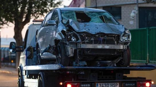 Vista del vehículo involucrado en el atropello mortal de cuatro personas en Torrejón Vista del vehículo involucrado en el atropello mortal de cuatro personas en Torrejón