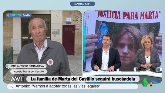 El abuelo de Marta del Castillo no pierde la esperanza: "Mi señora se fue sin saber dónde estaba su nieta" El abuelo de Marta del Castillo no pierde la esperanza: "Mi señora se fue sin saber dónde estaba su nieta"