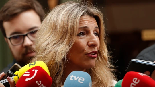 La vicepresidenta segunda del Gobierno y ministra de Trabajo y Economía Social, Yolanda Díaz, atiende a los periodistas La vicepresidenta segunda del Gobierno y ministra de Trabajo y Economía Social, Yolanda Díaz, atiende a los periodistas