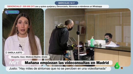 La contundente respuesta de una médico a las videoconsultas de Ayuso: "La exploración del médico es totalmente insustituible" La contundente respuesta de una médico a las videoconsultas de Ayuso: "La exploración del médico es totalmente insustituible"