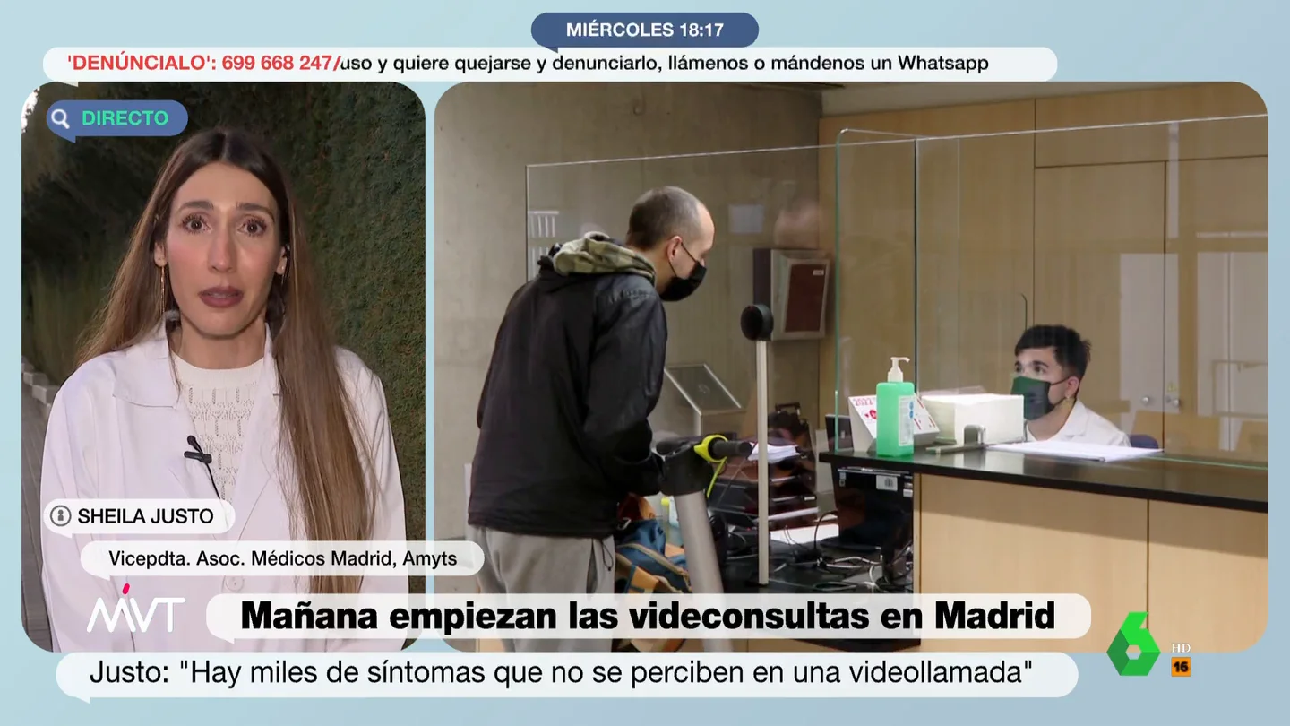 La contundente respuesta de una médico a las videoconsultas de Ayuso: "La exploración del médico es totalmente insustituible" La contundente respuesta de una médico a las videoconsultas de Ayuso: "La exploración del médico es totalmente insustituible"