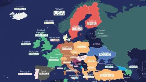 Mapa con los mejores países para mudarse Mapa con los mejores países para mudarse