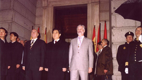 Hu Jingtao, durante su visita al Congreso de los Diputados en 2005