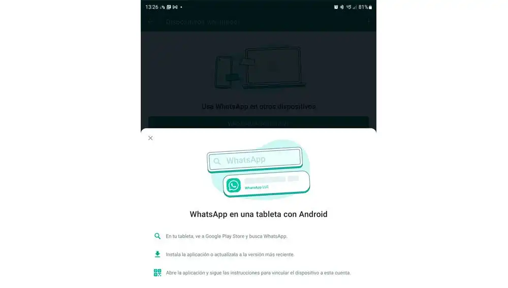 Whatsapp en la tableta