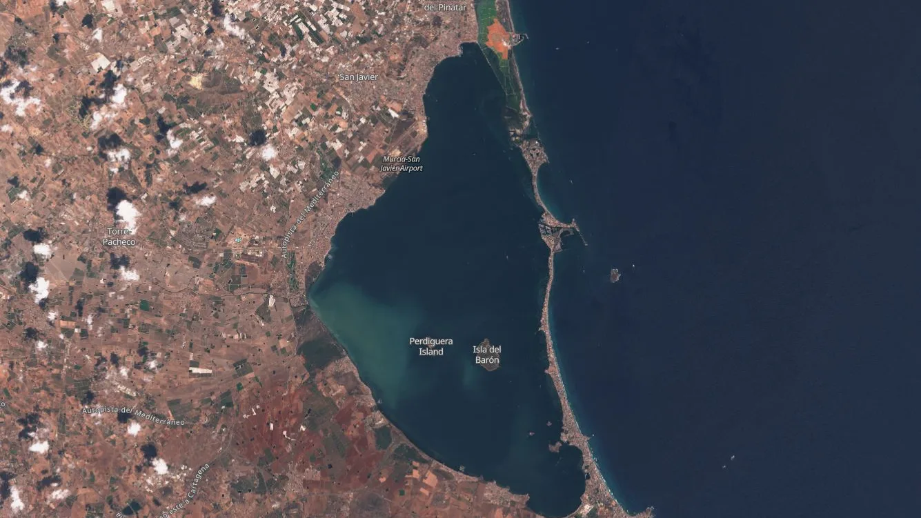 Imagen de satélite del Mar Menor en agosto de 2022