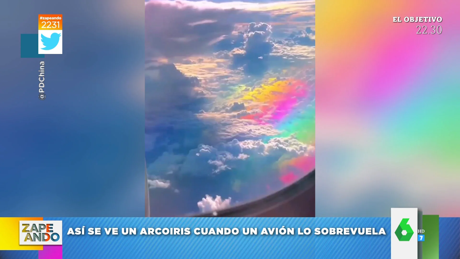 El espectacular vídeo que muestra cómo se ve un arcoíris por encima: así lo graban los pasajeros de un vuelo