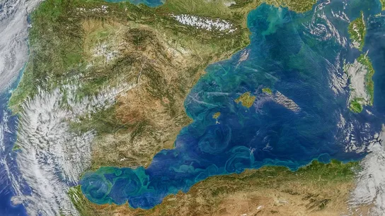 Imagen del Mediterráneo occidental tomada por el sensor MODIS-Aqua de la NASA Imagen del Mediterráneo occidental tomada por el sensor MODIS-Aqua de la NASA