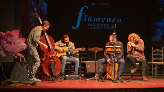 Javier Colina, Josemi Carmona, Bandolero y Antonio Serrano, en el Teatro Flamenco de Madrid Javier Colina, Josemi Carmona, Bandolero y Antonio Serrano, en el Teatro Flamenco de Madrid