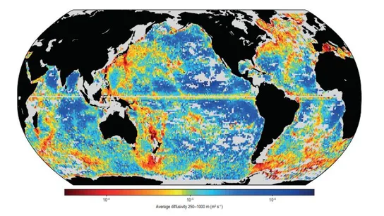 Variación de la turbulencia de las aguas en todo el globo terráqueo Variación de la turbulencia de las aguas en todo el globo terráqueo