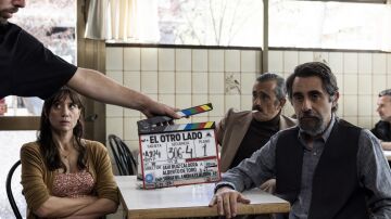 María Botto, Andreu Buenafuente y Berto Romero en el rodaje de 'El otro lado'.
