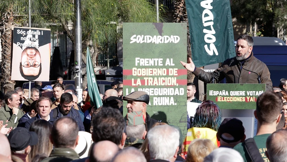 Santiago Abascal en un acto de Vox en Barcelona