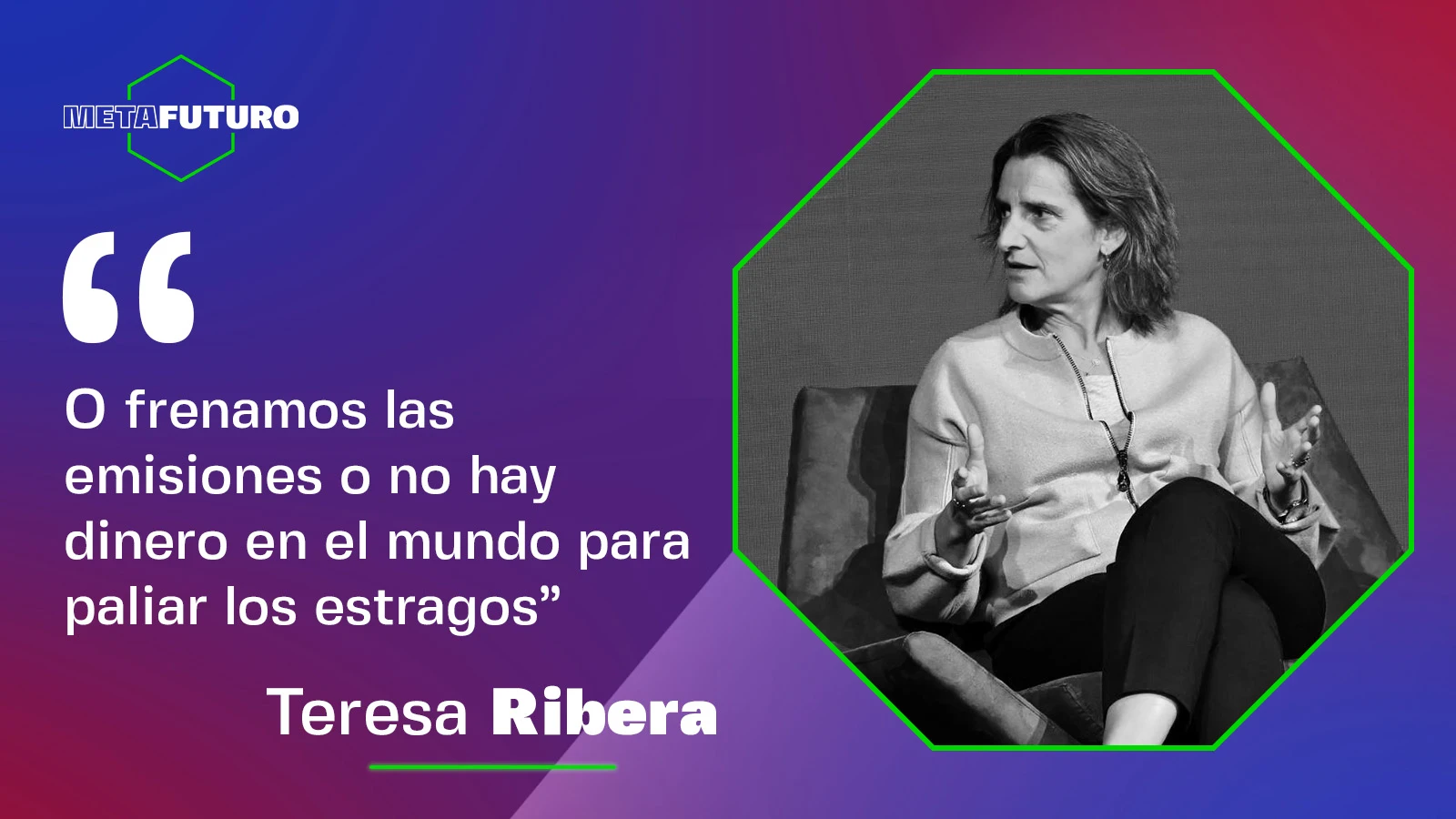 La vicepresidenta Teresa Ribera durante su intervención en Metafuturo