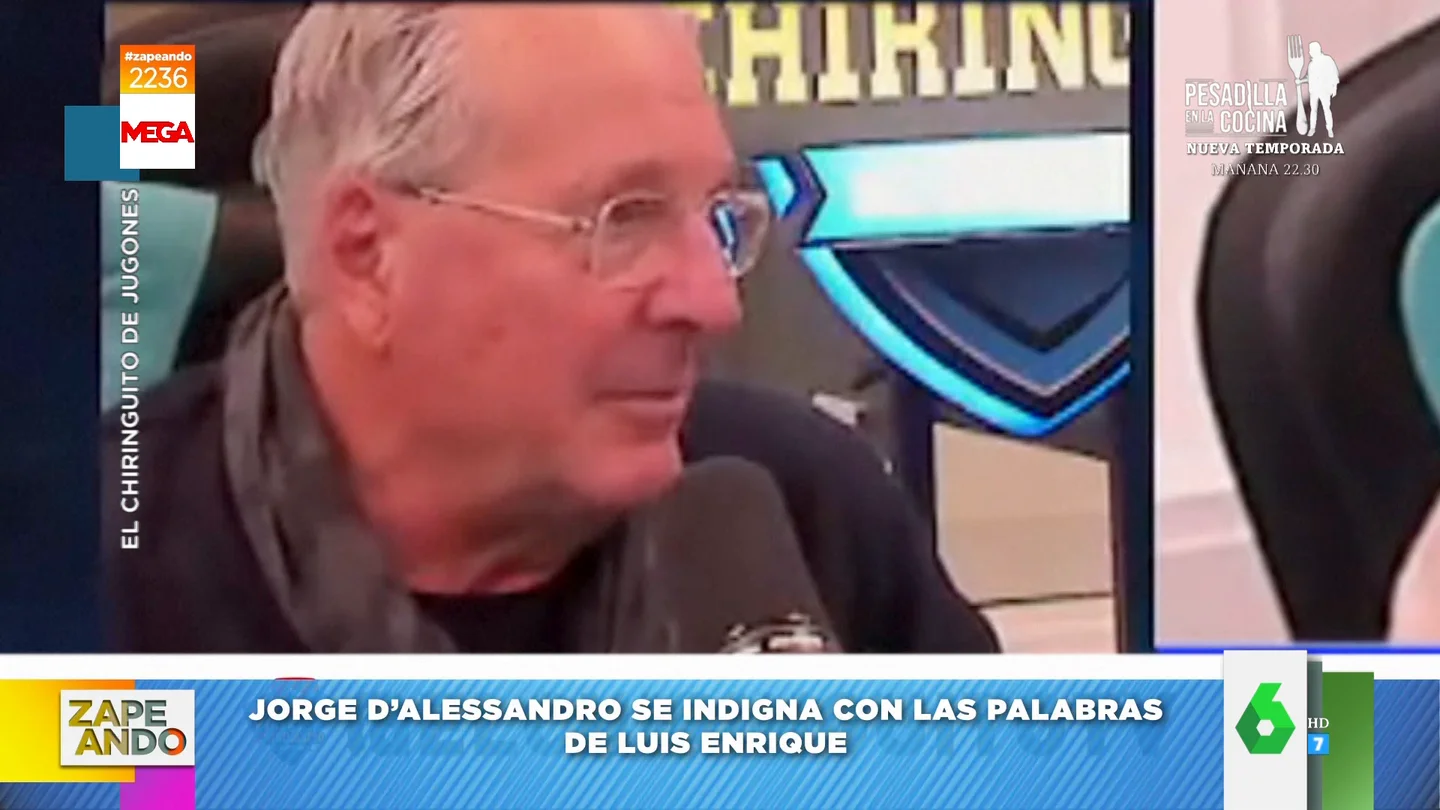 La indignación de D'Alessandro en 'El Chiringuito' cuando Luis Enrique afirma que come "seis o más huevos" La indignación de D'Alessandro en 'El Chiringuito' cuando Luis Enrique afirma que come "seis o más huevos"