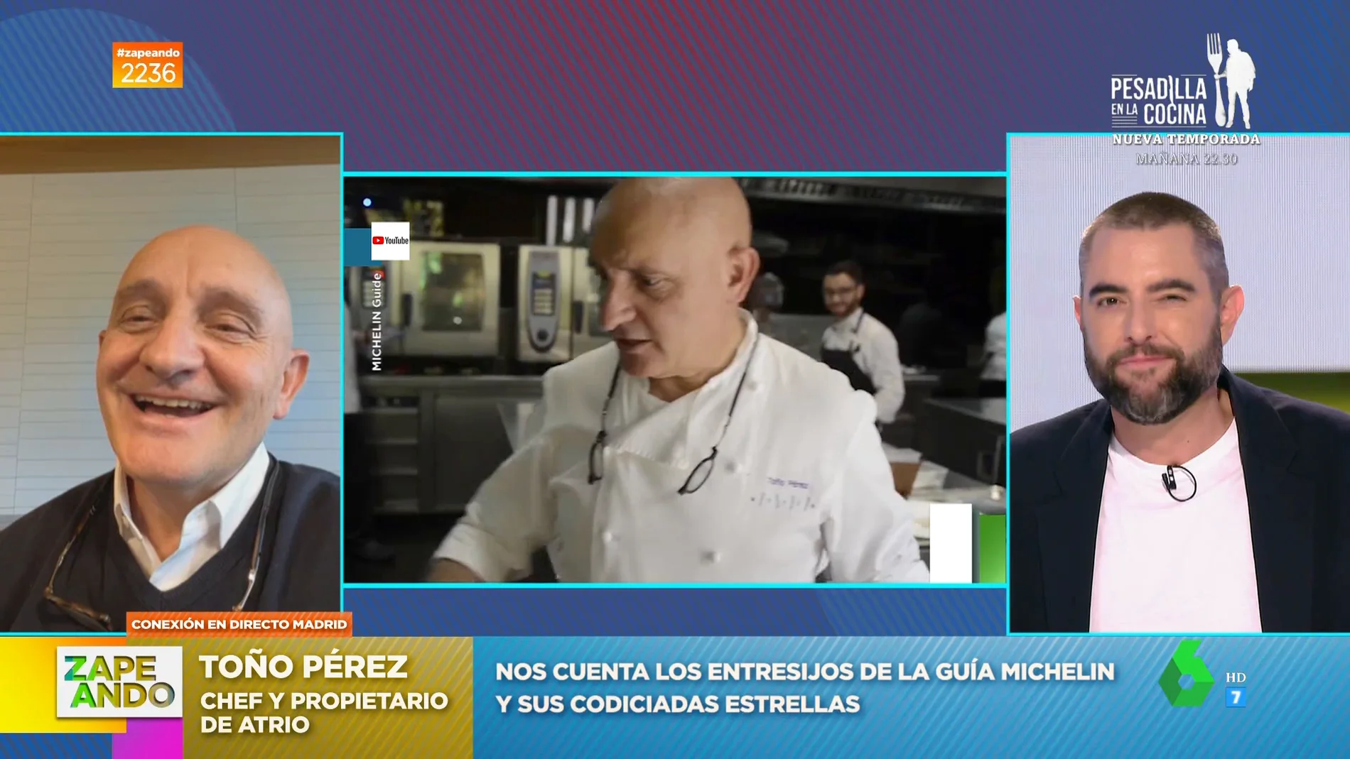 Entrevista de Toño Pérez en Zapeando tras ganar su tercera Estrella Michelin con Atrio