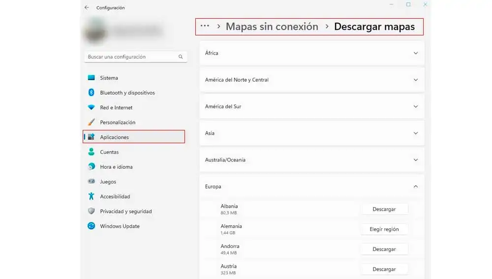 Descargando mapas en Windows Descargando mapas en Windows